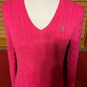 Ralph Lauren V-Neck Sweater in Vibrant Pink